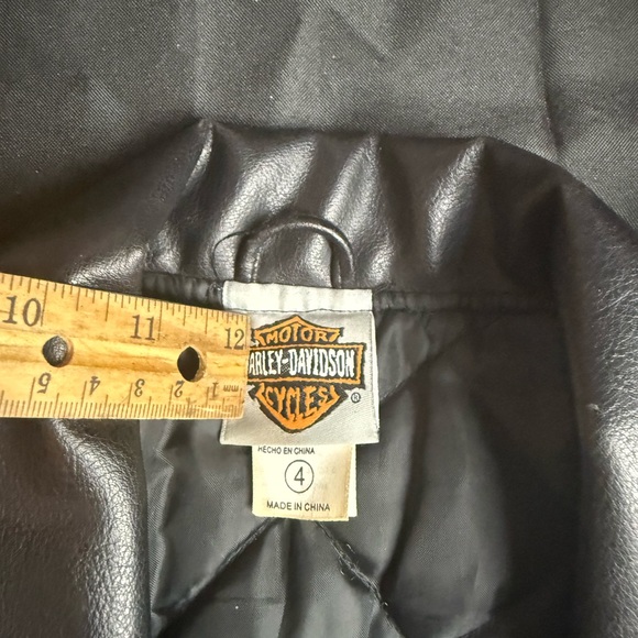 Stunning Harley-Davidson Kids SZ 4T Synthetic Black Leather Biker Jacket - Picture 4 of 7